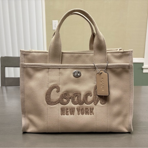Coach Cargo Canvas Tote Bag in Silver/Dark Natural - Picture 1 of 8